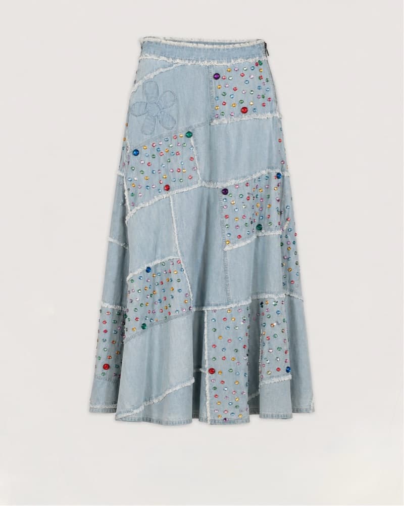 *RARE* LoveShackFancy Patch Denim Skirt - Image 1