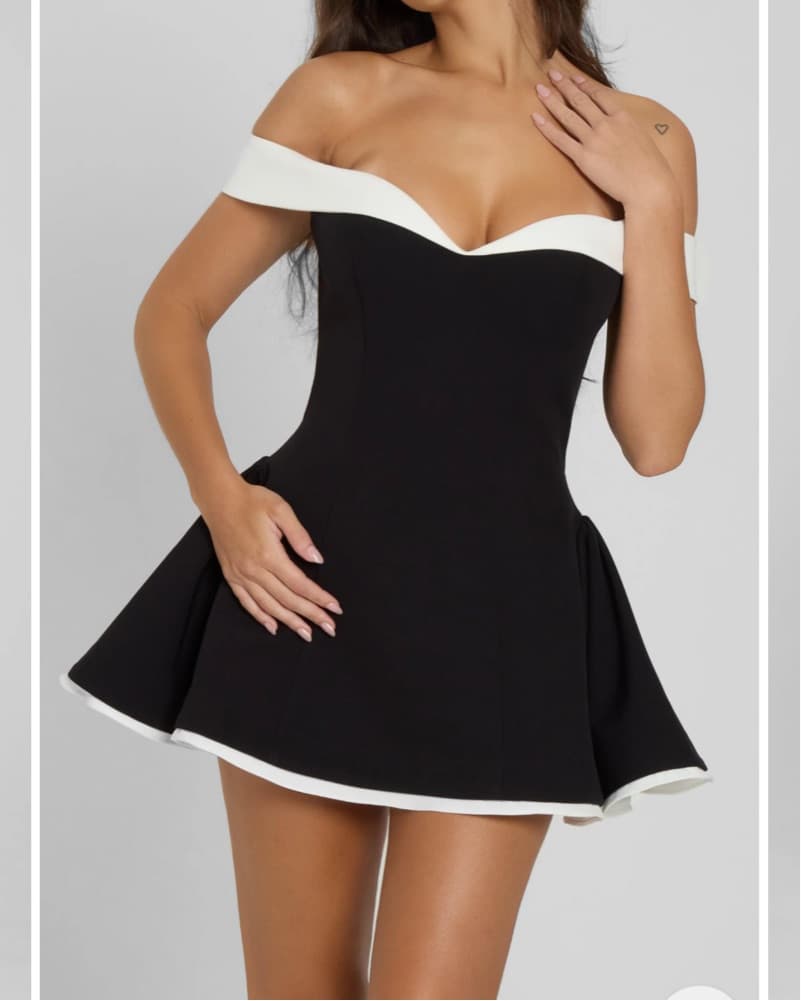 Leau Black & White Strapless Mini Dress - Image 2