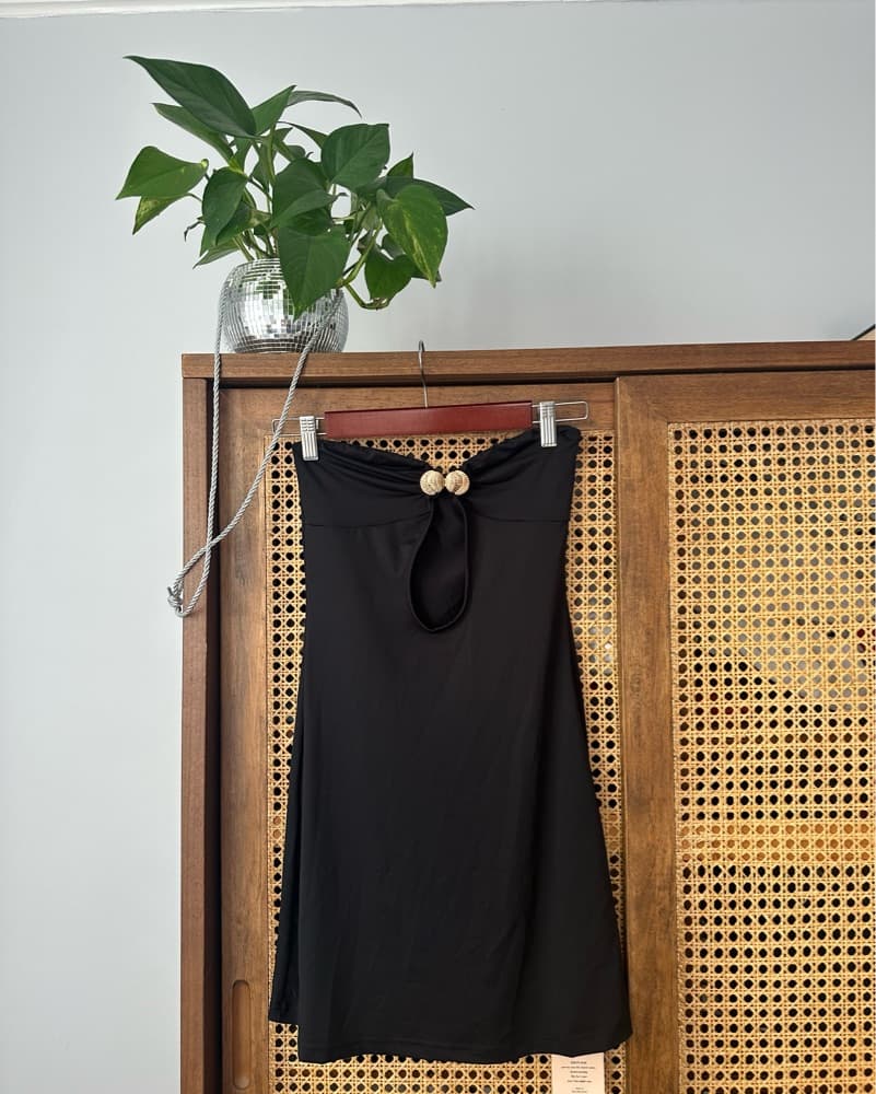 Black Strapless Cutout Mini Dress - Image 3