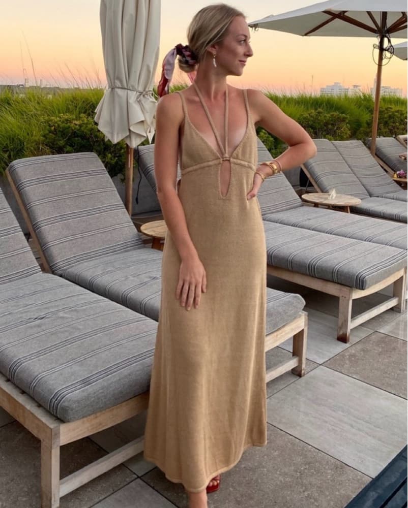 Cult Gaia Gold Knit Coverup Tie Dress - Image 1