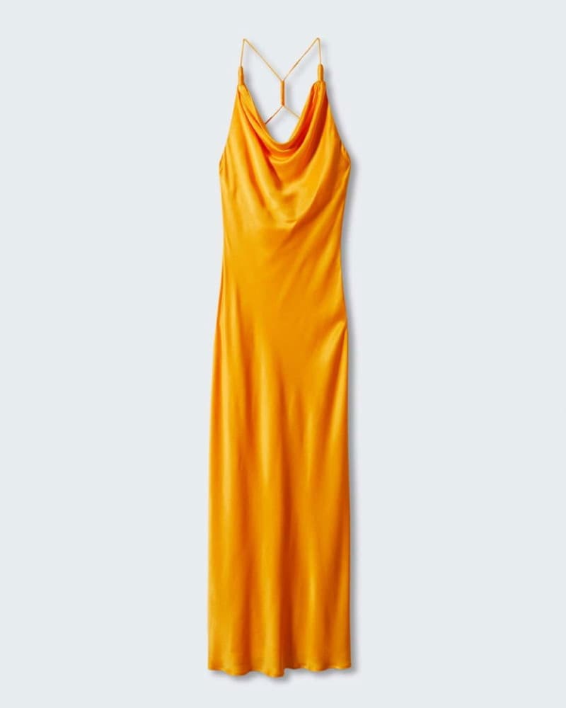 Mango Draped Orange Dress  - Image 1