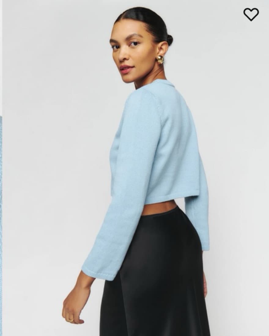 Reformation Justine Cotton Cardigan Blue - Image 3