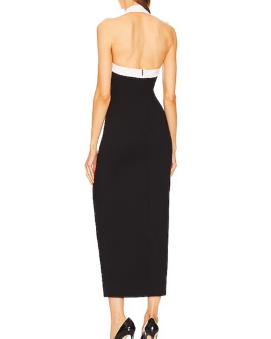Jane Midi Dress in Solid Black & Milk - Image 2