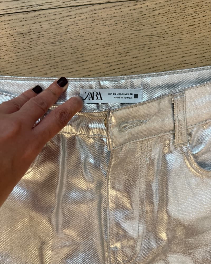 Metallic Silver Zara Jeans - Image 3