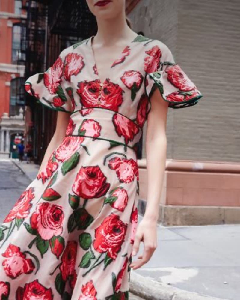 Lela Rose Midi V-Neck Dress - Image 1