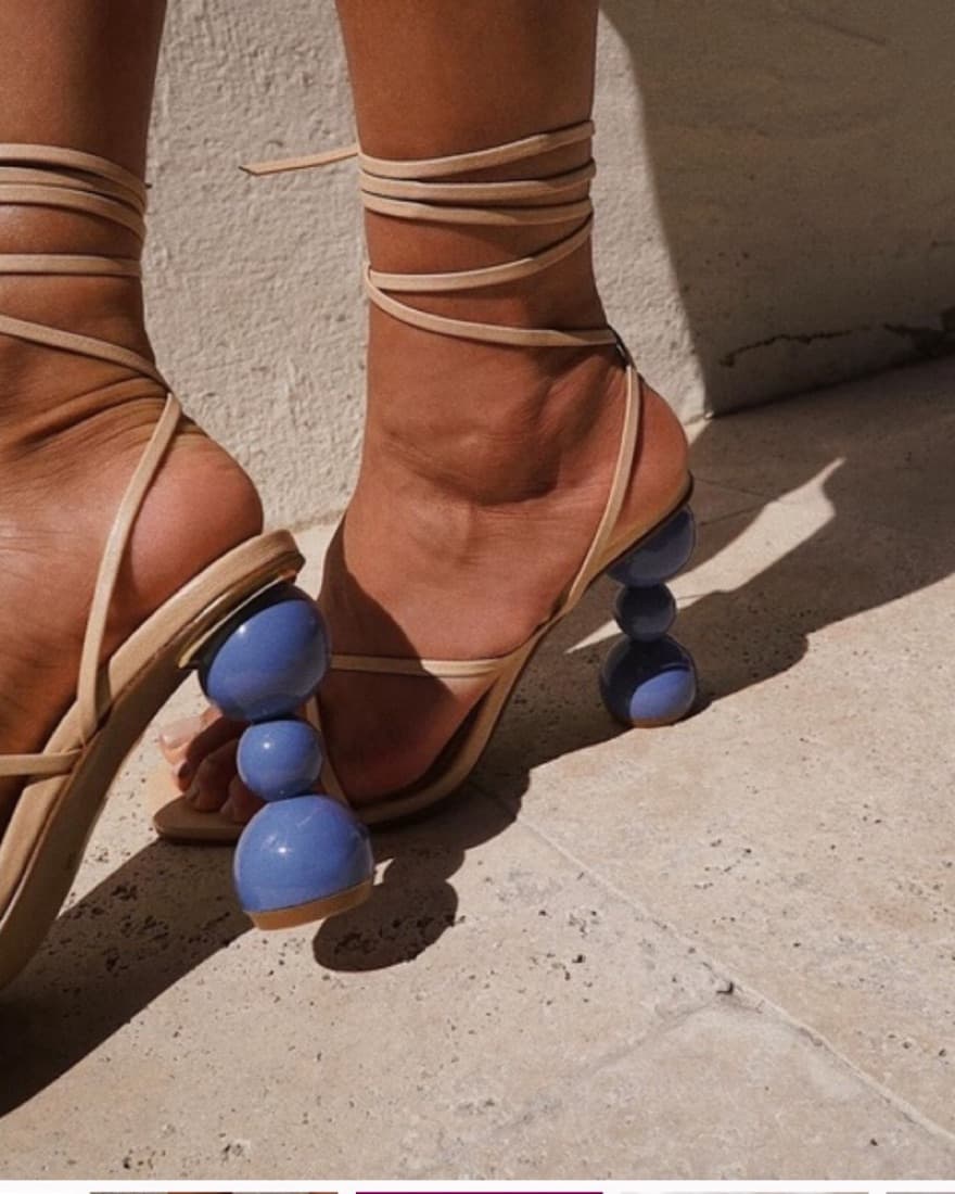 Sold Out Nude Strappy Heel With Blue Hee - Image 4
