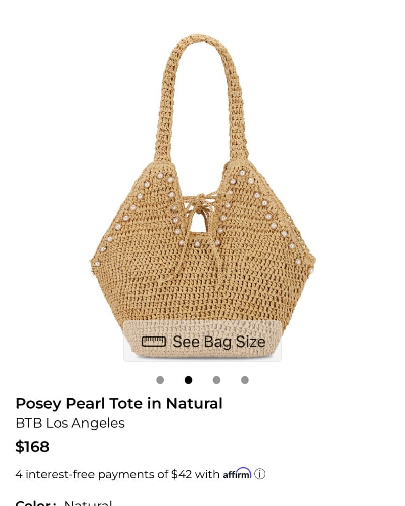 Crocheted Pearl Tote Bag - Image 2