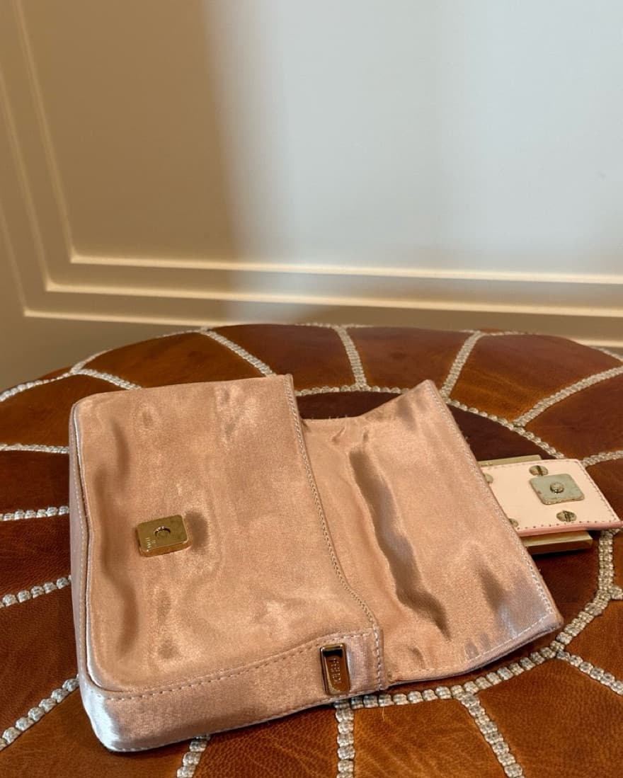 Vintage Fendi Rose Satin Clutch - Image 3