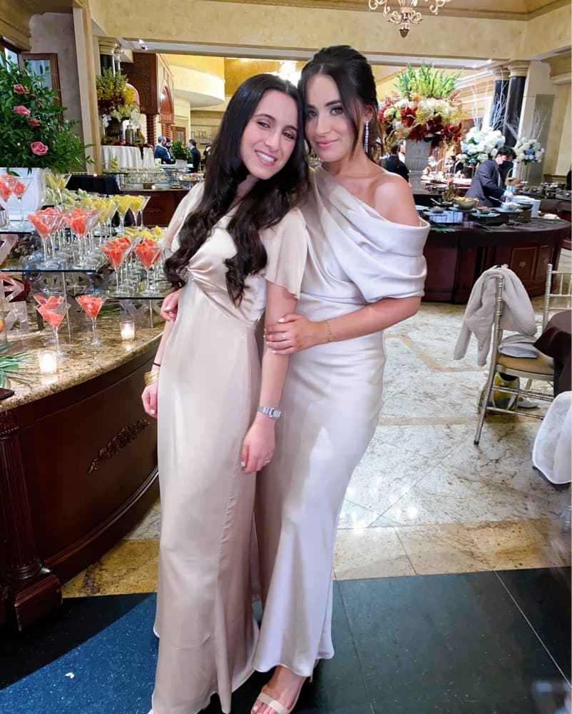 Amsale Champagne Satin Gown - Image 3