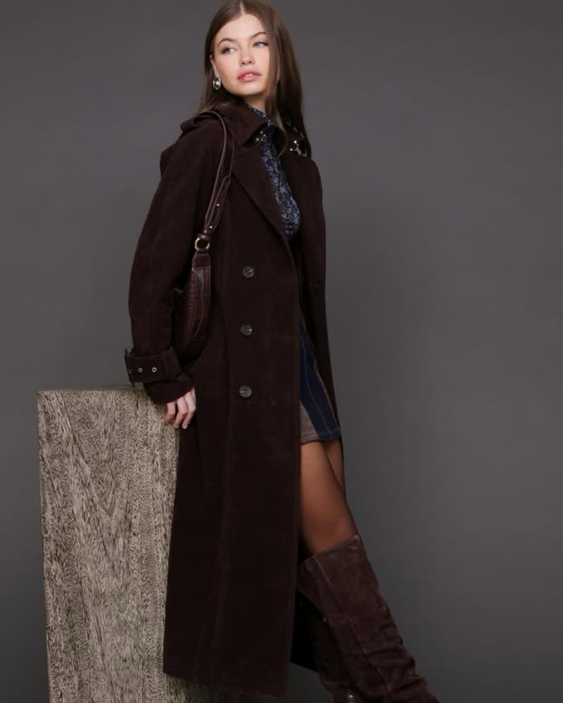 Avec Les Filles Faux Suede Trench Coat - Image 1