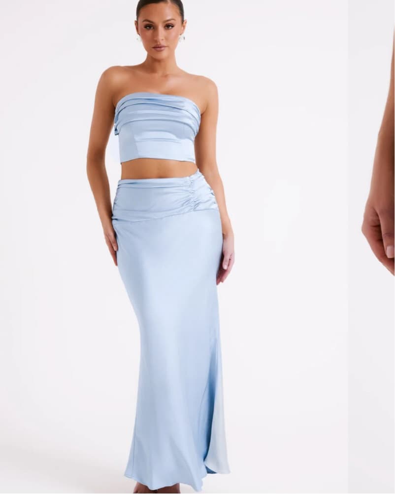 Satin Maxi Skirt And Crop Set - Image 1