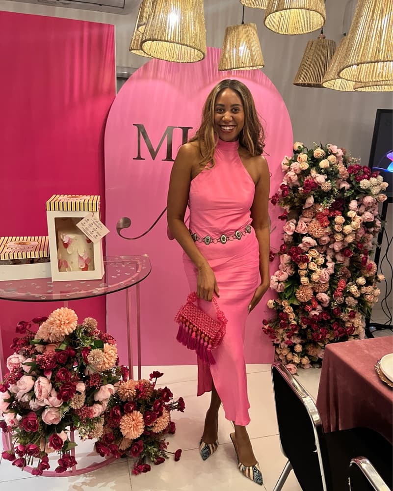 Pink Silk Midi Dress - Image 2
