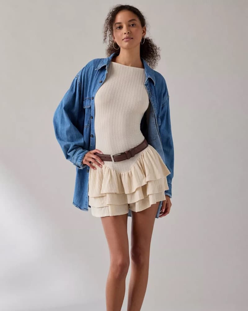 Chic Ribbed Ruffle Romper  - Image 2