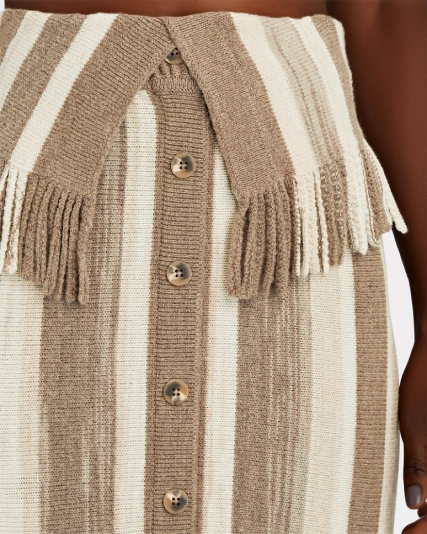 Simkhai Striped Midi Skirt w Fringe Trim - Image 2