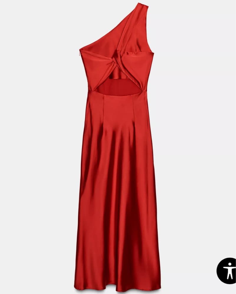 Zara Satin Red Midi Dress - Image 3