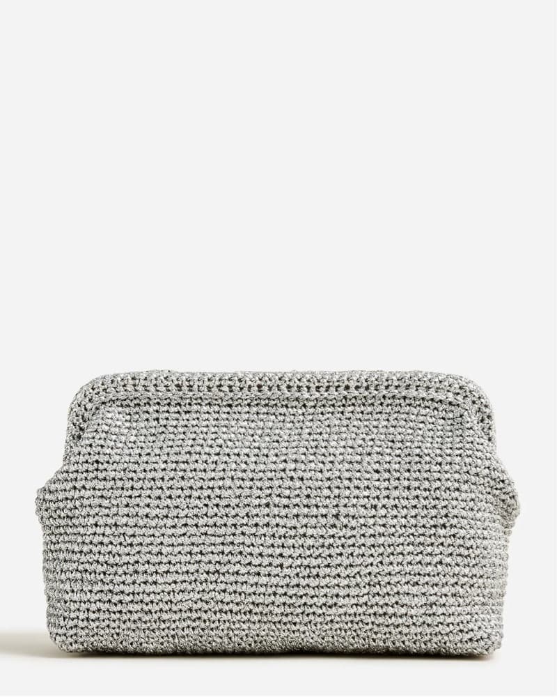 J.Crew Raffia Metallic Silver Clutch - Image 1