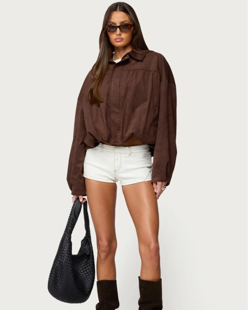 Brown suede collared jacket - Image 3