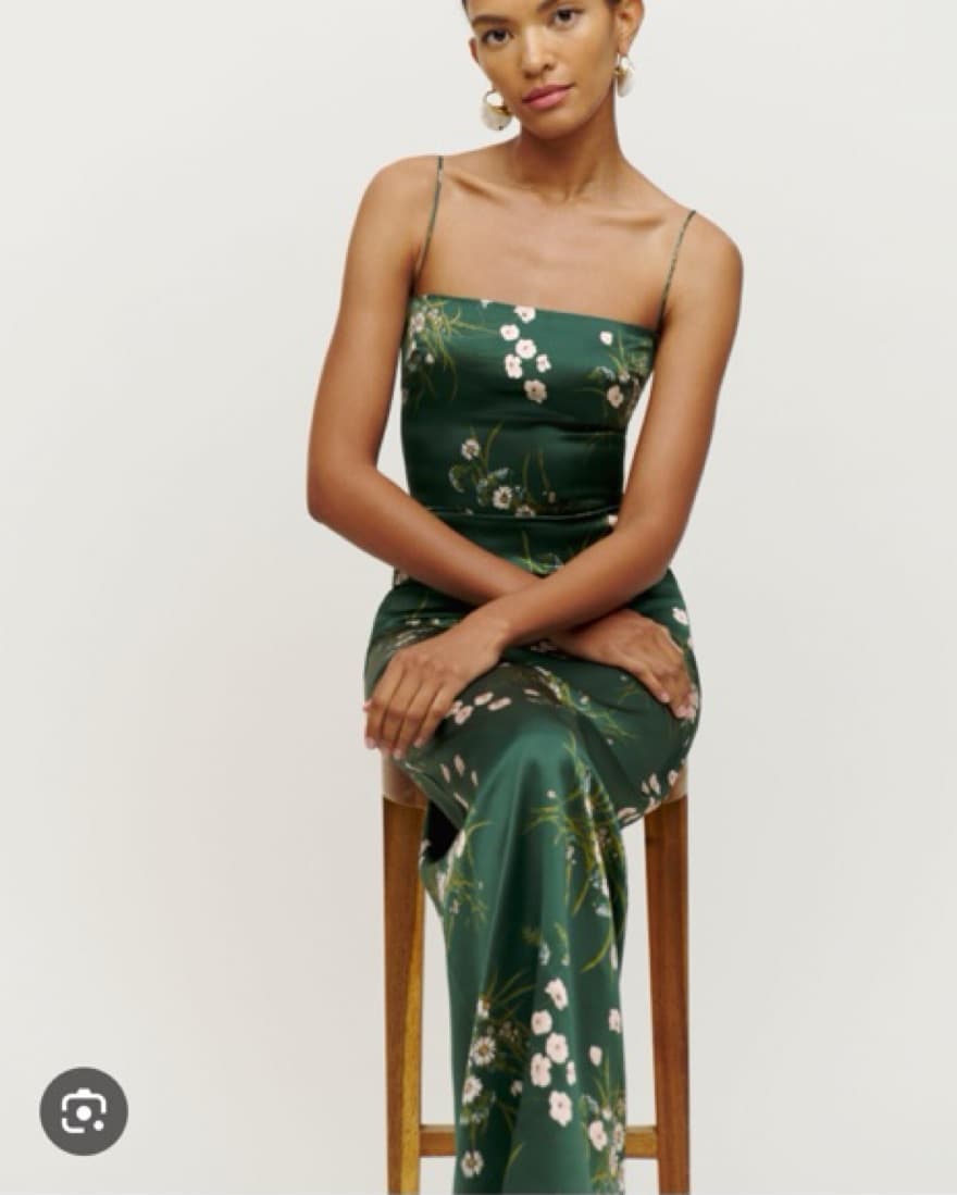 Reformation Green Frankie Silk  Dress  - Image 3