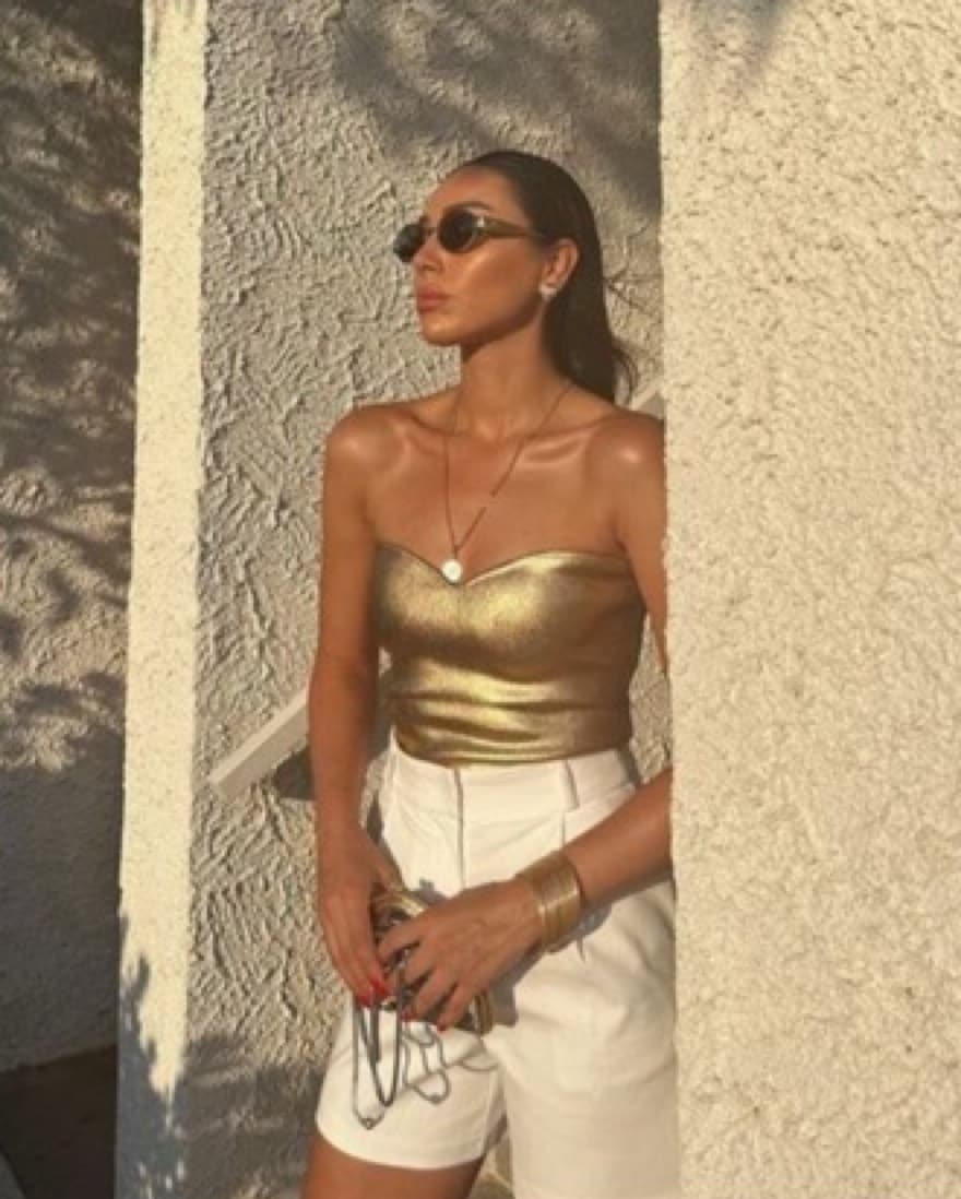 gold knit bustier top  - Image 2