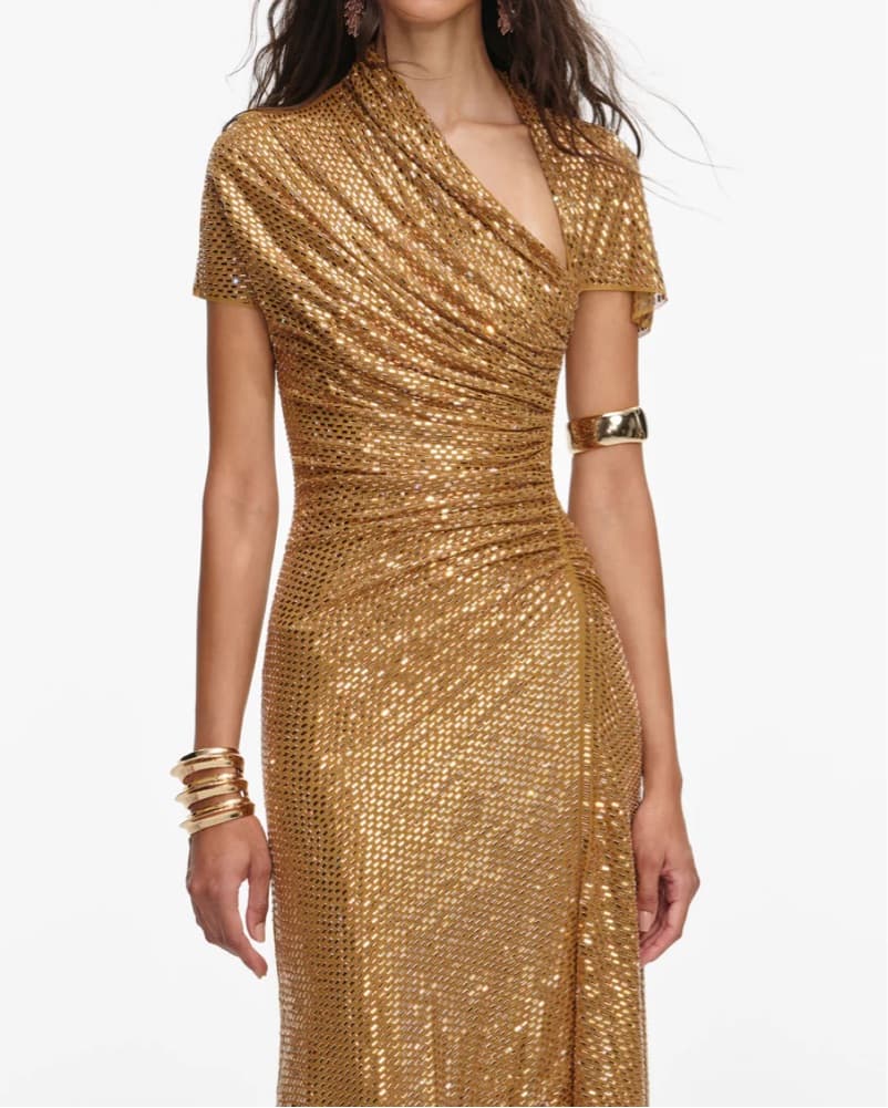 Self-Portrait Gold Dress - Image 3