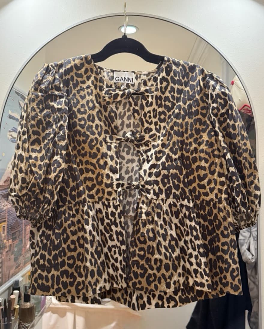 Ganni Leopard Poplin Blouse - Image 3