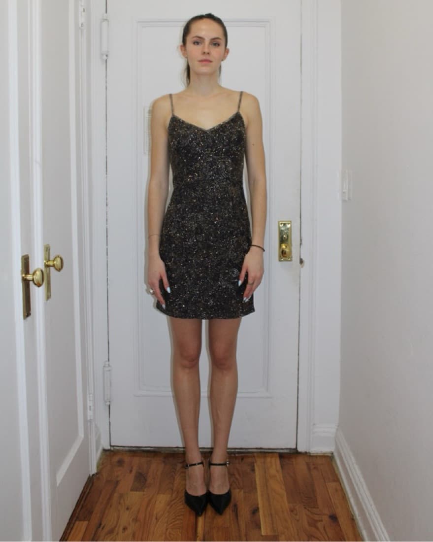Theia Couture Beaded Black Mini Dress - Image 2