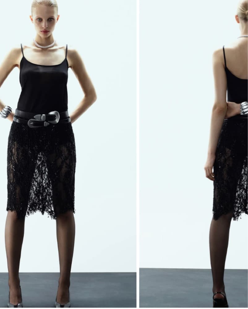 Mango x Kaia Gerber Beaded Lace Skirt - Image 2