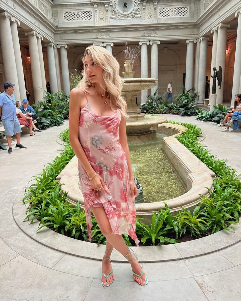 Vintage Floral Chiffon Midi Dress - Image 1
