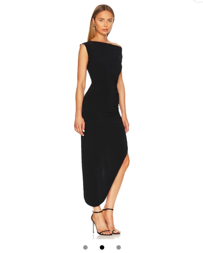 Norma Kamali Drop Shoulder Gown in Black - Image 3