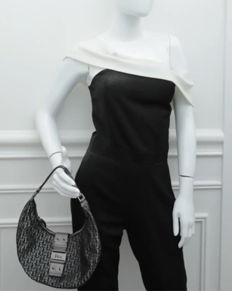 Chistian Dior Bicolor Oblique Hobo Bag - Image 3