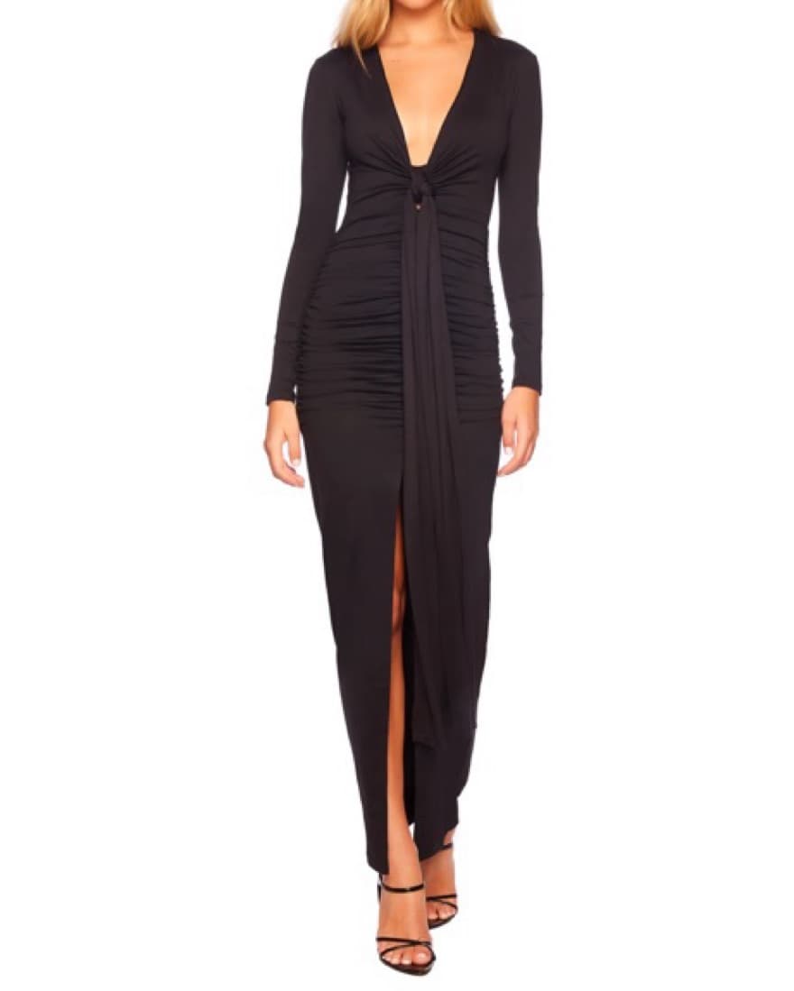 Susana Monaco Tie Front Slit V Neck Dres - Image 1
