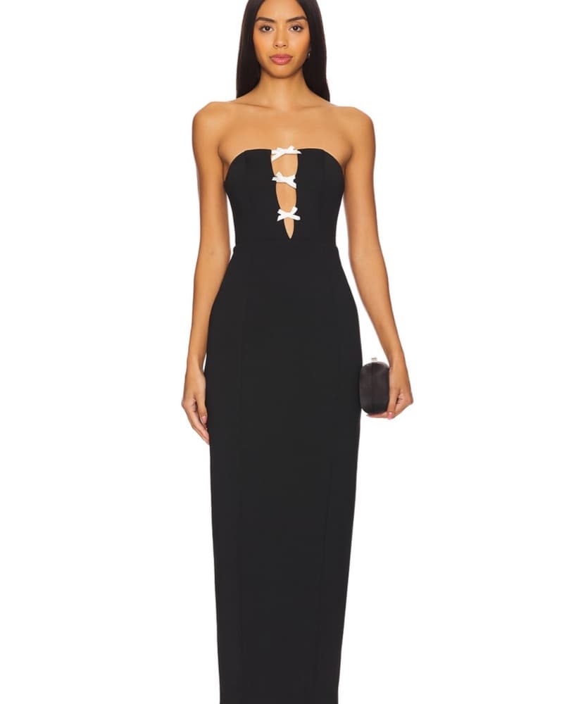 Formal Black Dress w/ Bow detail - Image 1