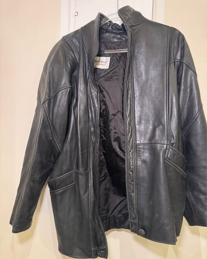 Vintage Oversized Leather Jacket - Image 3