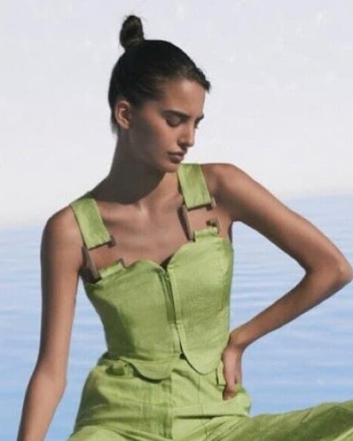Cult Gaia Green Linen Top - Image 3