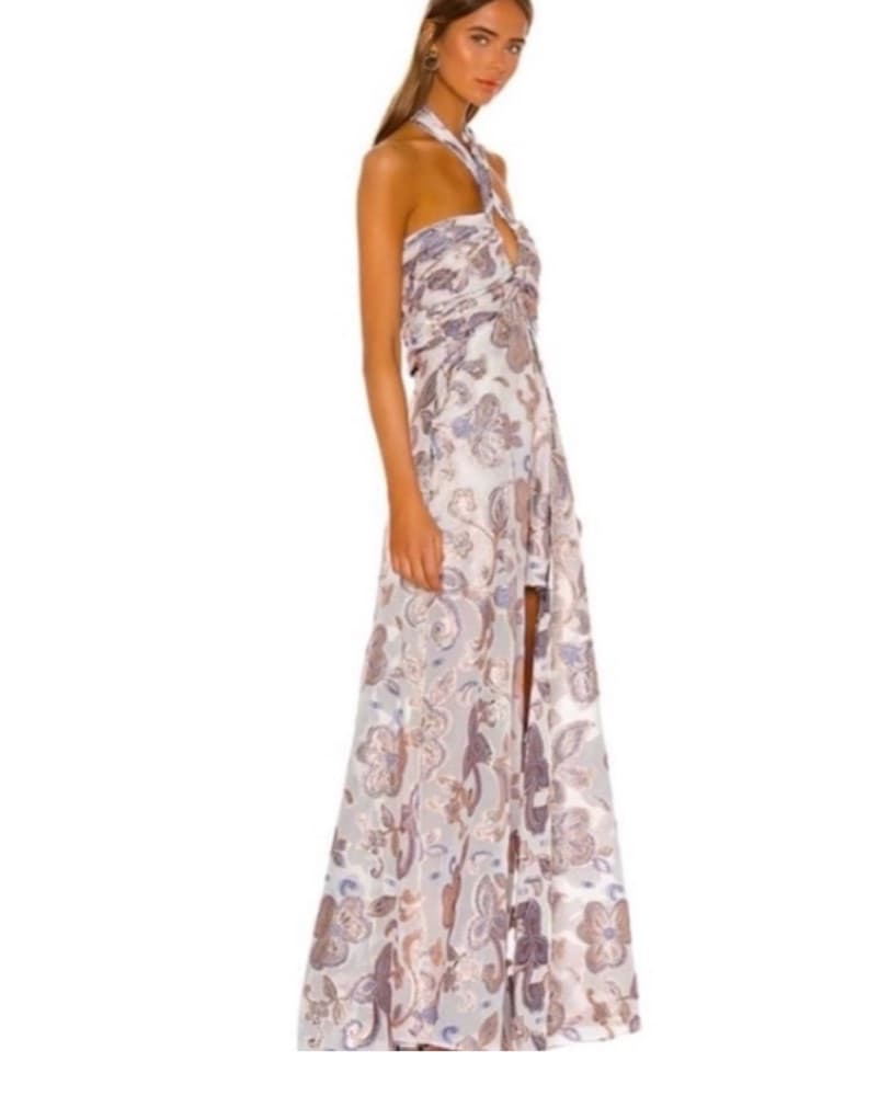 Alexis Lilac Printed Shimmer Gown - Image 5
