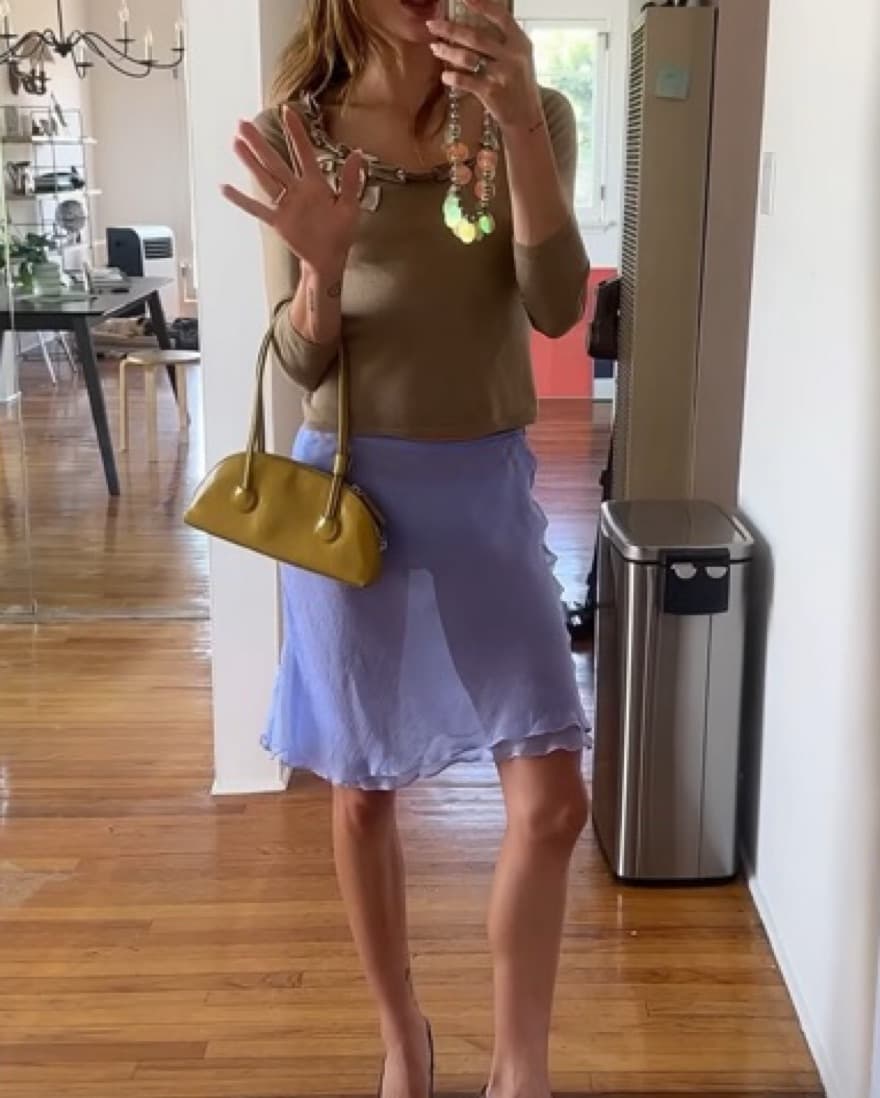 GEEL Rosie Skirt In Periwinkle Silk - Image 1