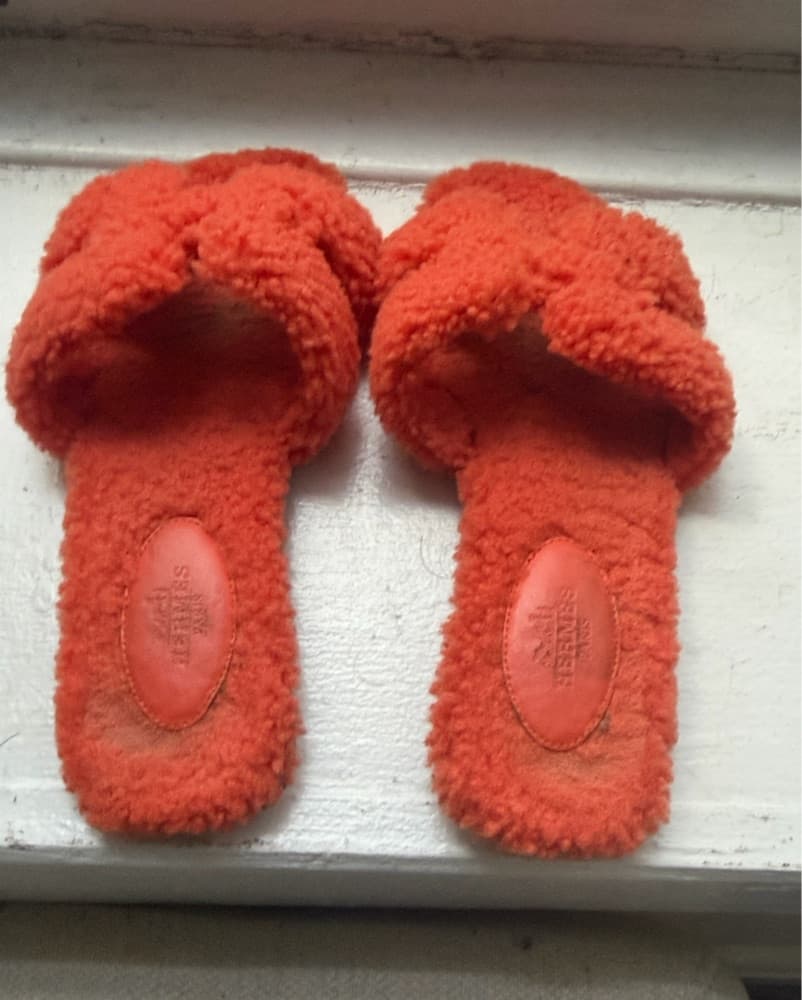 Hermes Oran Orange Sandals - Image 4
