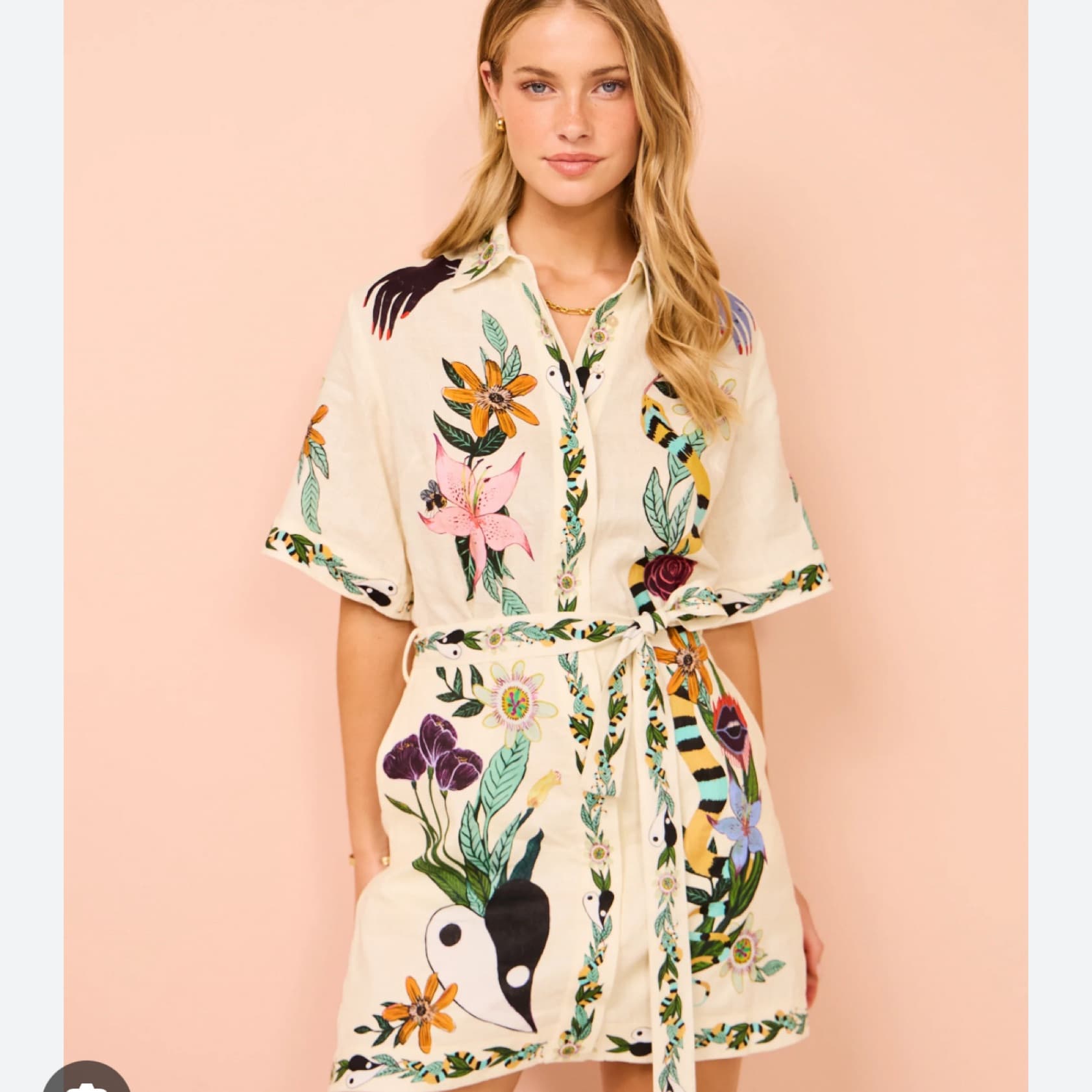 Alemais linen Belt Dress - Image 1