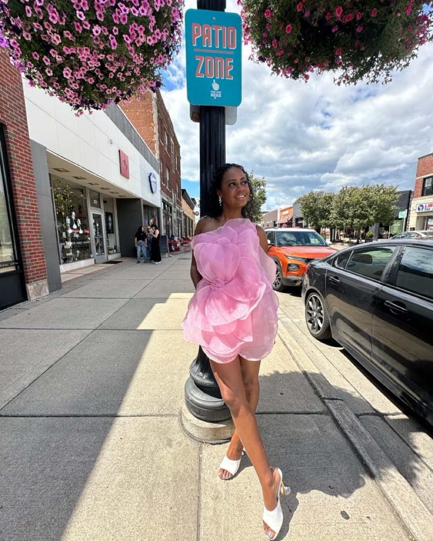 Radiant Pink Flower Mini Dress - Image 3