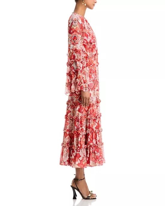 Cinq à Sept Formal Long Sleeve Ruffled Floral Summer white Dress - Image 2