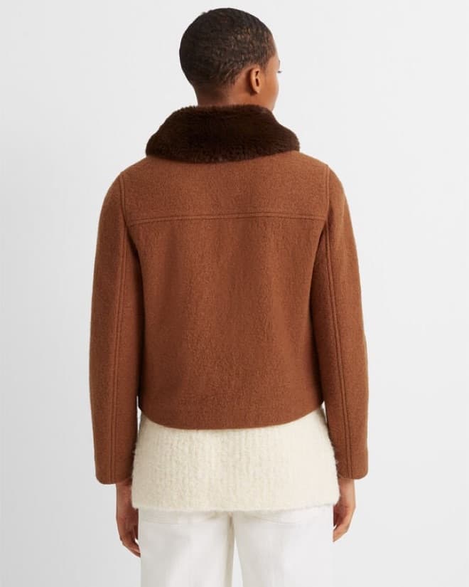 Club Monaco Brown Fur Collar Jacket  - Image 3