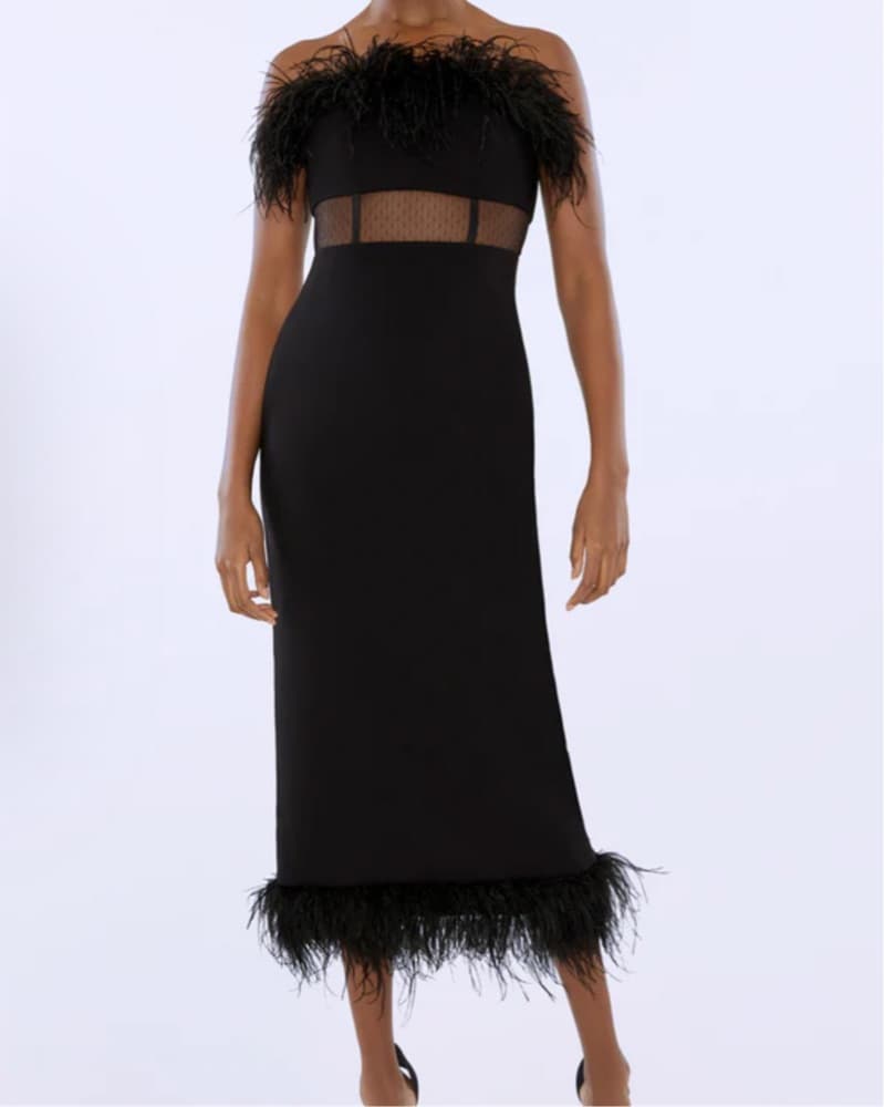 Likely Feather-Trimmed Black Dress - Image 3