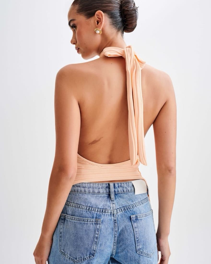 Longline Halter Rib Knit Top - Image 3