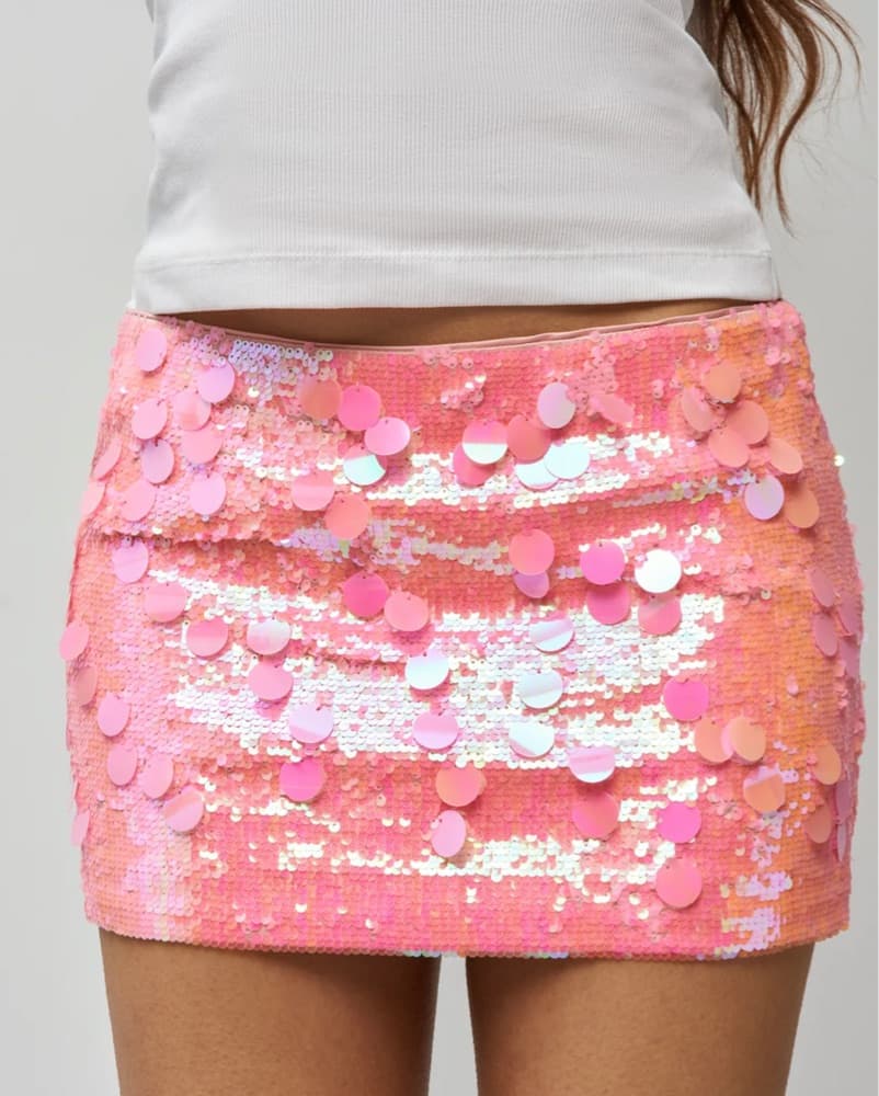 Danielle Guizio Pink Sequin Mini Skirt - Image 2