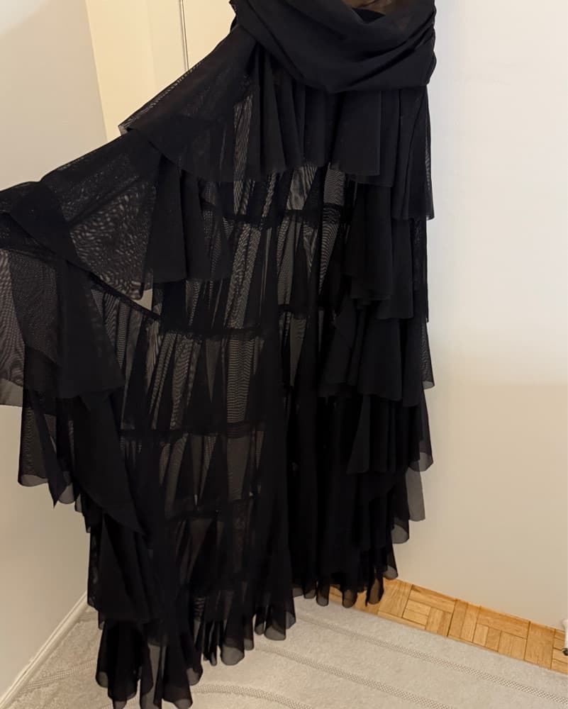 Norma Kamali Halter Ruffle Bottom Dress - Image 3