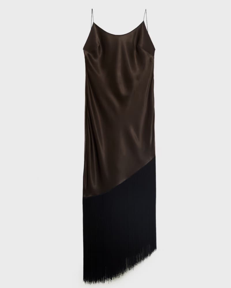 Brown Fringed Midi Dress - Image 5