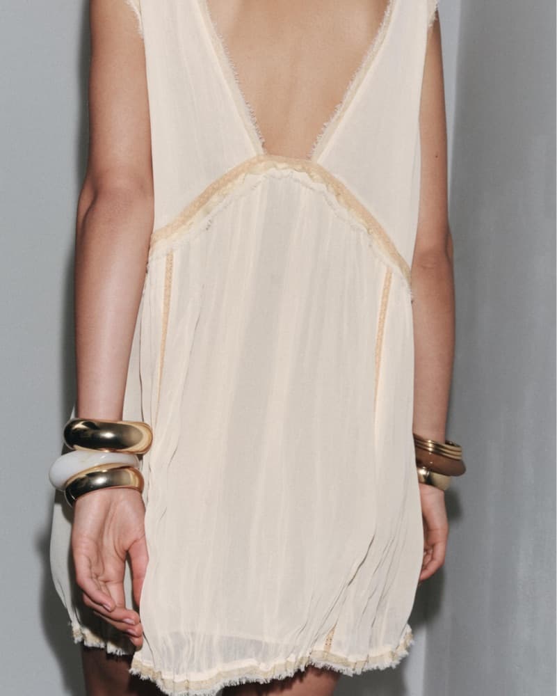 Zara Cream Embroidered Mini Dress - Image 3