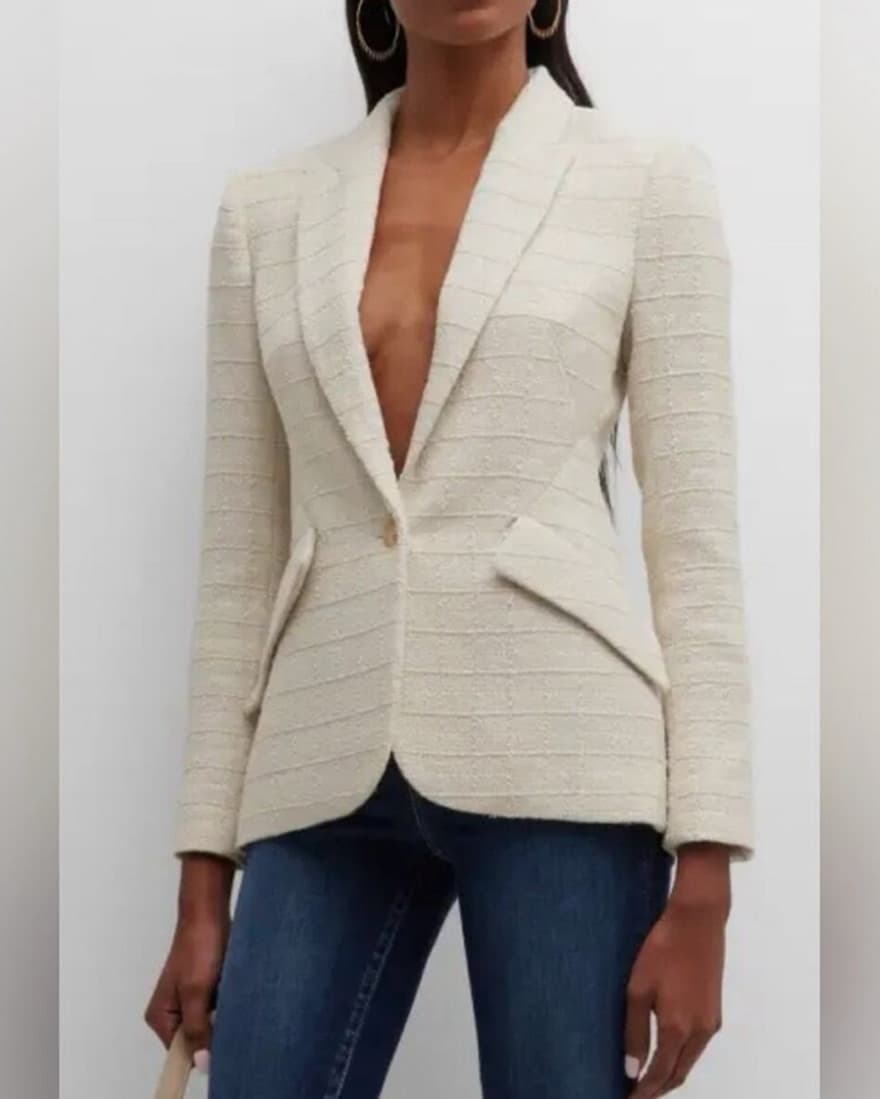L’Agence Shinning Tweed cream blazer  - Image 1