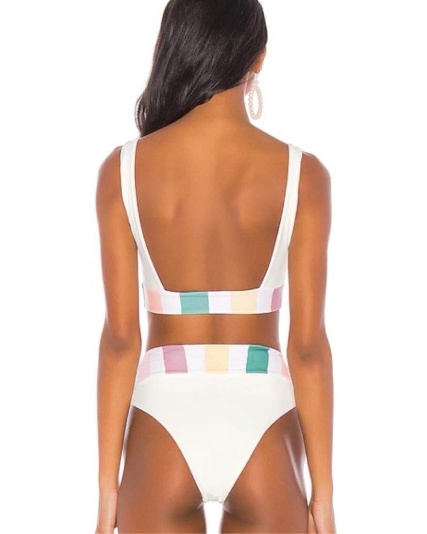Tularosa Rainbow Stripe White Swimsuit - Image 3