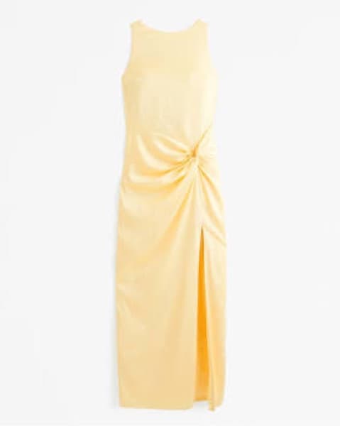 Abercrombie Yellow Satin Maxi Dress - Image 1